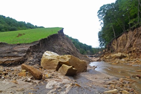 When the Luckason Dam burst, a wall of water swept down the valley.