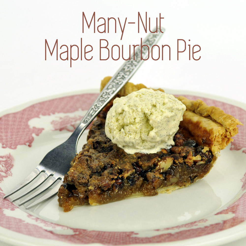 Many-nut maple bourbon pie. Click photo for recipe.