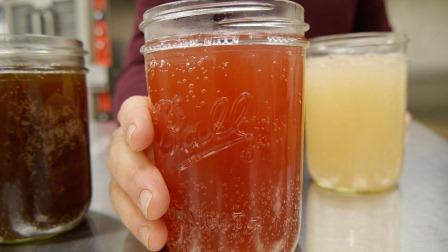 Front: Wisco Pop's Cherry Bomb made with Door County tart cherries, raw honey and real vanilla beans. Rear left: Root Beer made with wintergreen leaves, licorice root, cinnamon wood, and other local REAL ingredients. Rear right: Ginger Brew gets a big kick from real organic ginger balanced by Wisconsin honey. Photo courtesy of Ray Pfeiffer of Komifoto.