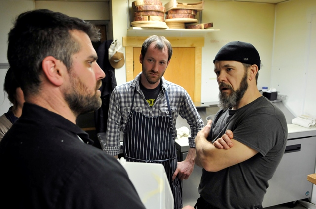 From left to right, chefs Luke Zahm (Driftless Café), Kevin Micheli (Charmant) and Anthony Swartwout (The Mint).