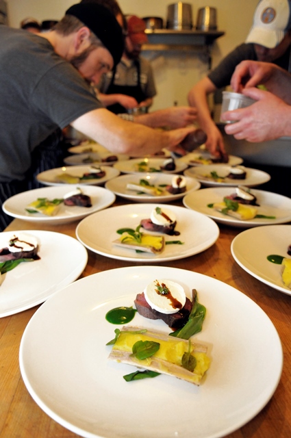 Aged beef tenderloin with whipped bone marrow and shallot demi-glace