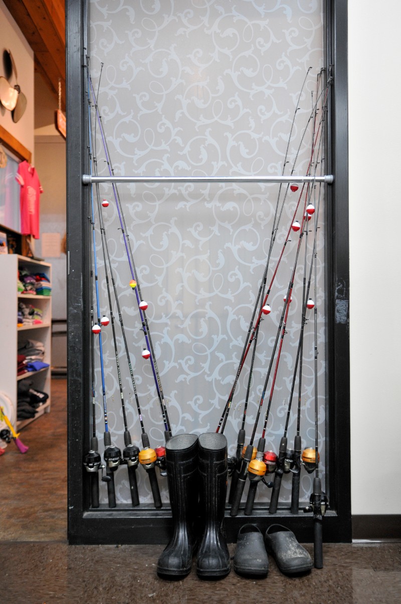 Fishing poles and rubber boots await at Rushing Waters.