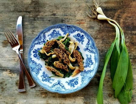 Morels, ramps and watercress salad.