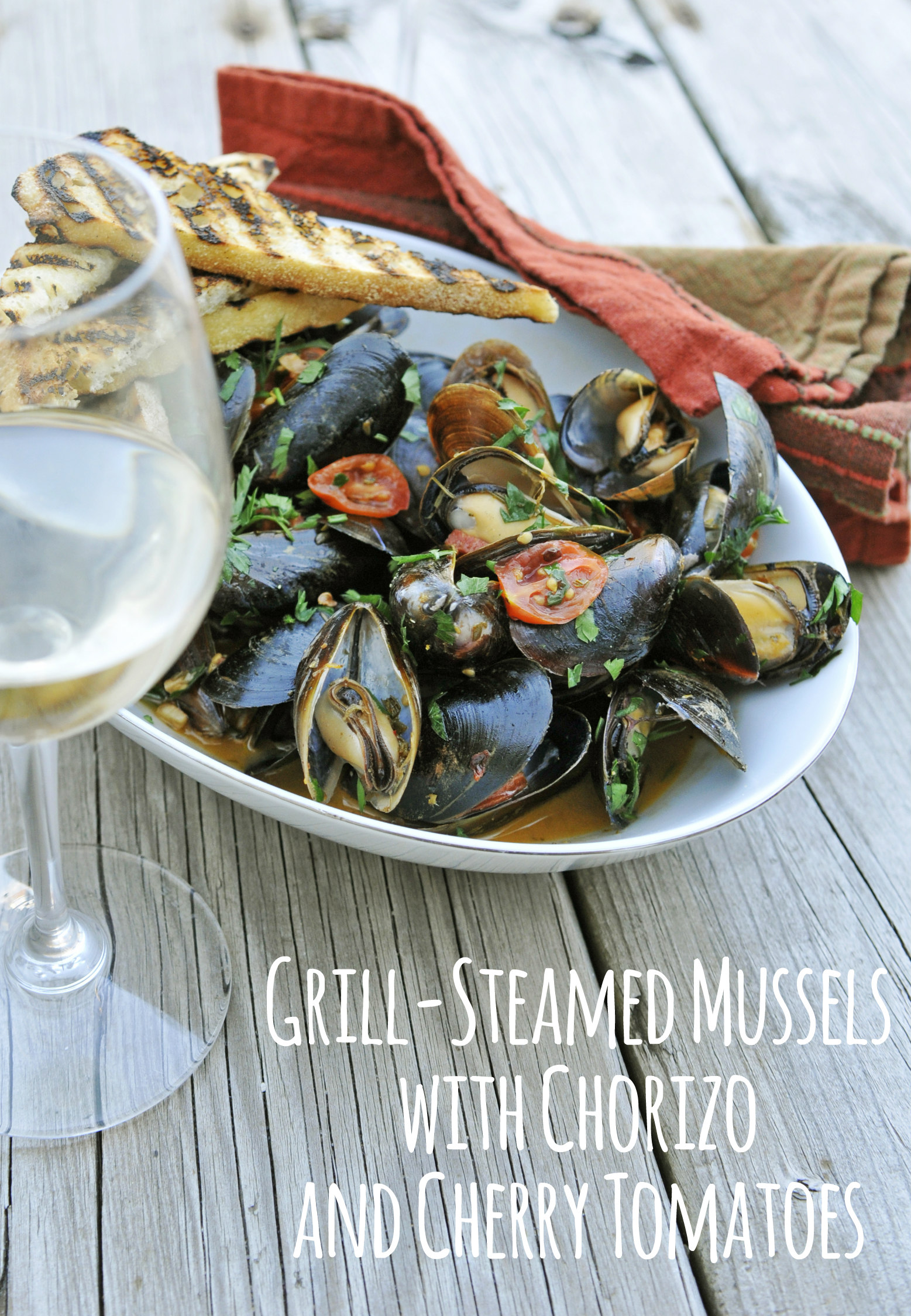 These mussels are steamed on the grill in moments, then tossed in a flavorful sauce.