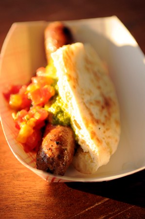 BANZO – Lamb merguez with heirloom tomato relish and smoked Harissa