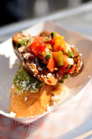 BASSETT ST. BRUNCH CLUB - Homemade chorizo, avocado, heirloom tomato sauce, Italian frying peppers and ricotta