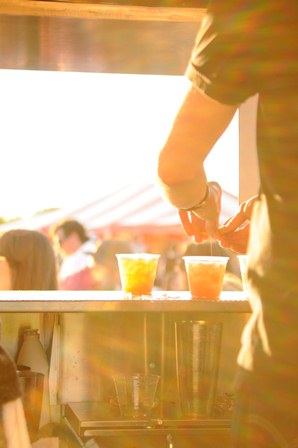 THREE COUNT BEVERAGE COMPANY - Lemon Zeppelin, a sparkling wine cocktail with Lillet Blanc (an aperitif), lemon oleo-saccharum (literally